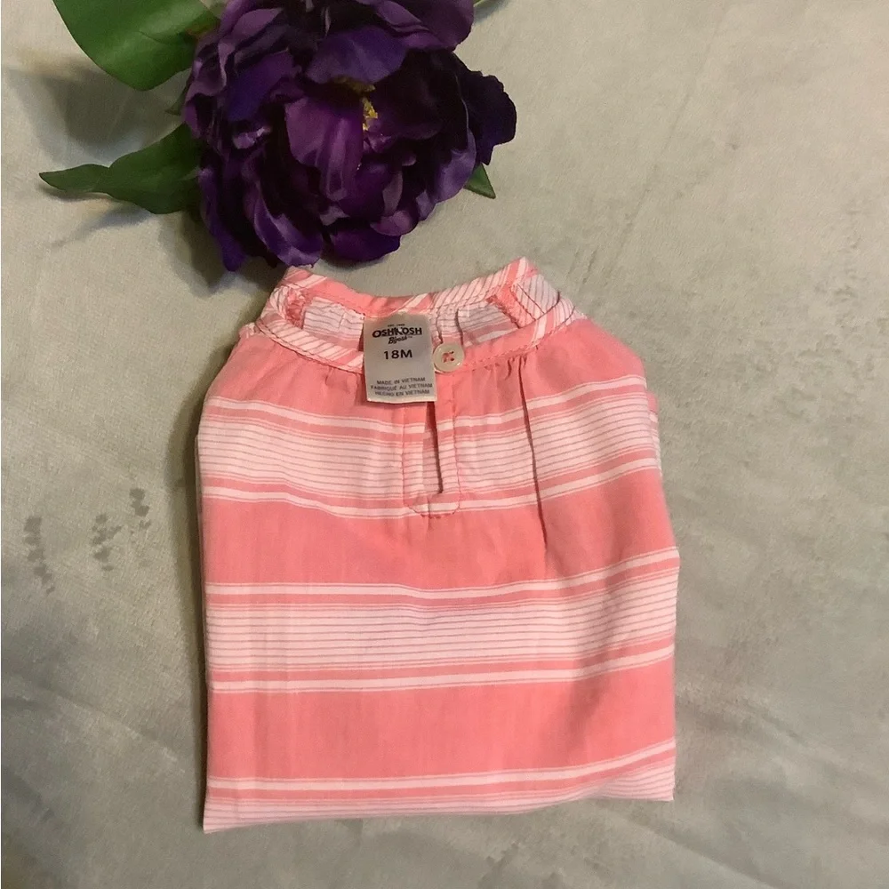 OSHKOSH B'gosh Pink & Lavendar Striped Toddler Shirts Size 18M NWT